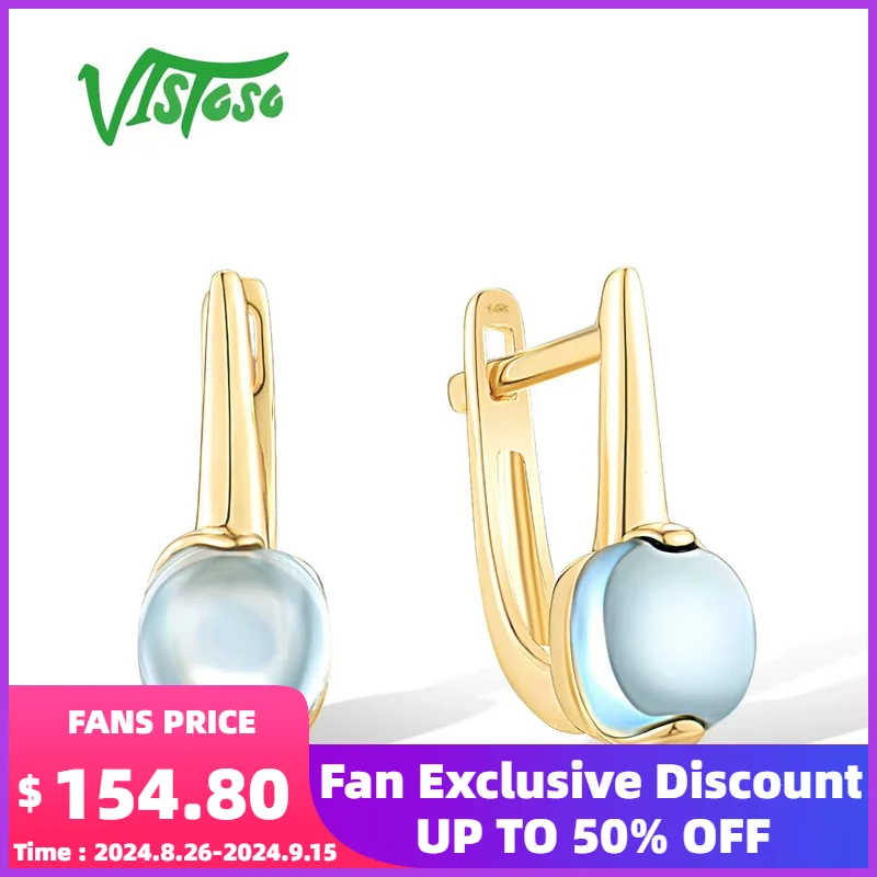 VISTOSO Authentic 14K 585 Yellow Gold Latch Back Earrings For Women Swiss Blue Topaz Solitaire Classic Elegant Fine Jewelry Set
VISTOSO Authentic 14K 585 Yellow Gold Latch Back Earrings For Women Swiss Blue Topaz Solitaire Classic Elegant Fine Jewelry Set