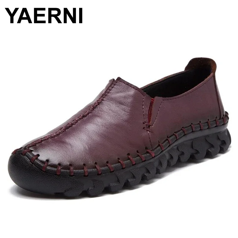 YAERNI High Quality Women Genuine Leather Shoes Slip On Flats Handmade Shoes Loafers mocassin flat Women's shoes Slipony
YAERNI High Quality Women Genuine Leather Shoes Slip On Flats Handmade Shoes Loafers mocassin flat Women's shoes Slipony