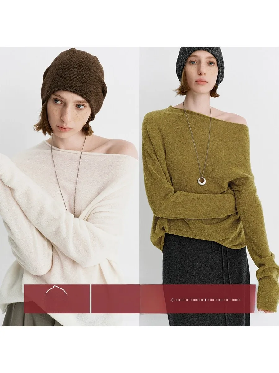 Amyy Studios Soft Cozy Lazy One-oulder Slant Knitted Top Women's Loose Fit Long Sve Wool Blend Faion Autumn Top
Amyy Studios Soft Cozy Lazy One-oulder Slant Knitted Top Women's Loose Fit Long Sve Wool Blend Faion Autumn Top