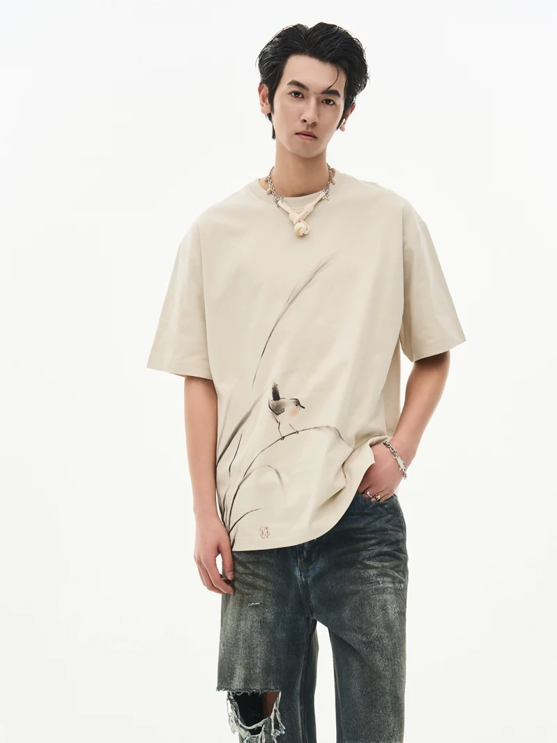 DIBINSAI "Reed and Migratory Birds" New Chinese Style Short-sleeved T-shirt with Printed Patterns
DIBINSAI "Reed and Migratory Birds" New Chinese Style Short-sleeved T-shirt with Printed Patterns
