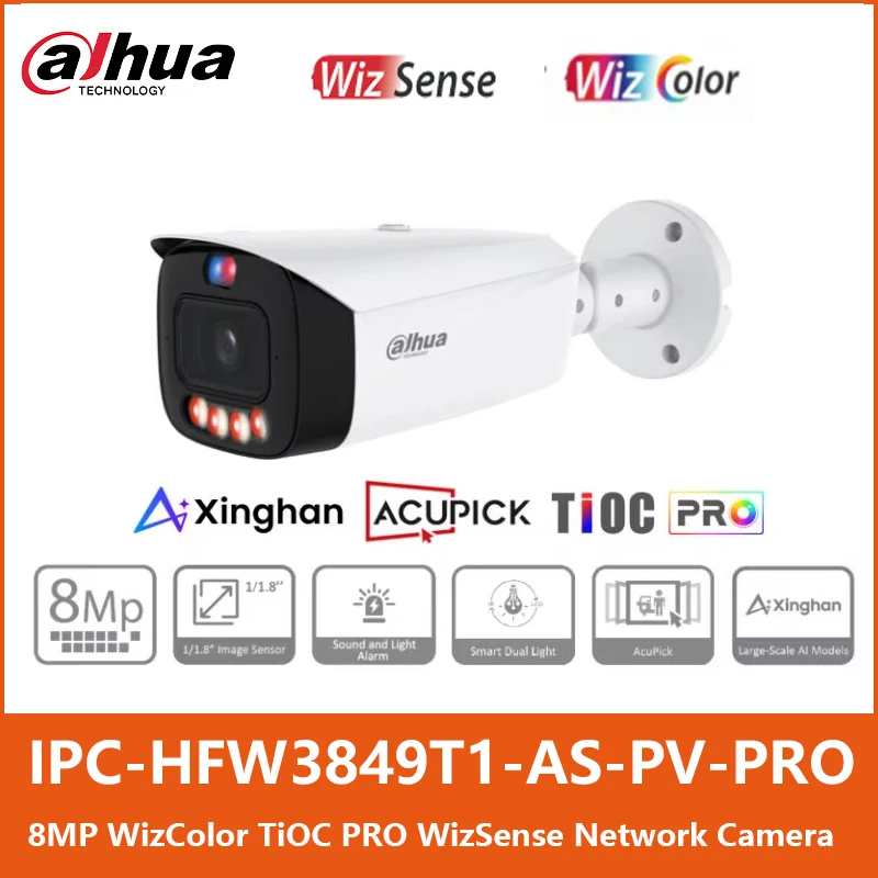 Dahua IPC-HFW3849T1-AS-PV-PRO 8MP Red & Blue Lights Sound & Light Alarm Smart Ai POE Camera 4K Two-way Audio WizColor Full Color
Dahua IPC-HFW3849T1-AS-PV-PRO 8MP Red & Blue Lights Sound & Light Alarm Smart Ai POE Camera 4K Two-way Audio WizColor Full Color