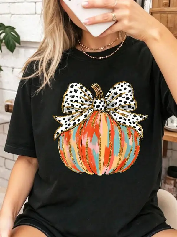 Coquette Bow Pumpkin Season Autumn Fall Leaves Thanksgiving T-Shirt Pure Cotton T-shirt Y2k Style American Street Style
Coquette Bow Pumpkin Season Autumn Fall Leaves Thanksgiving T-Shirt Pure Cotton T-shirt Y2k Style American Street Style