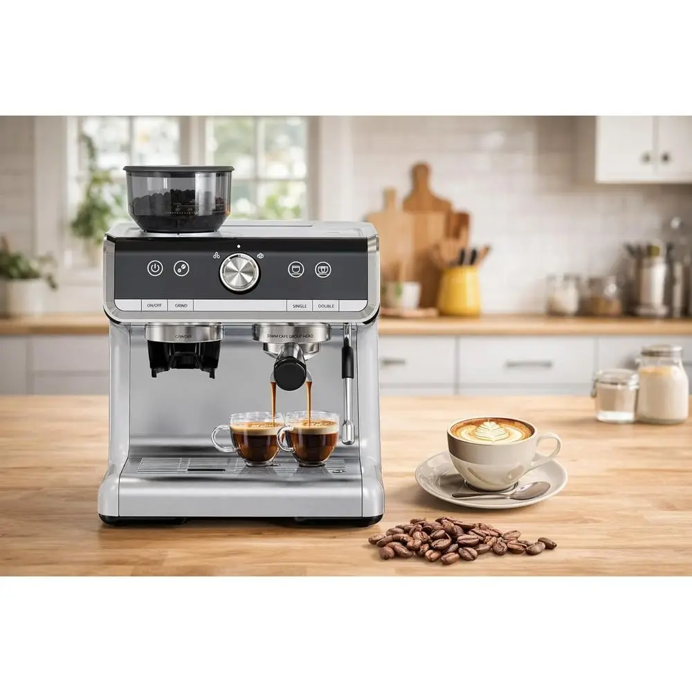 hine with Grinder, 58mm Portailter All in One Coee hine, 20 Bar Maker with Conical Burr Grinder, Milk rother, 2.8L Water Tank
hine with Grinder, 58mm Portailter All in One Coee hine, 20 Bar Maker with Conical Burr Grinder, Milk rother, 2.8L Water Tank