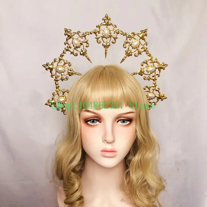 652F Halos Crowns Headpiece Moon Spiked Gold Cosplay Headwear for Women
652F Halos Crowns Headpiece Moon Spiked Gold Cosplay Headwear for Women