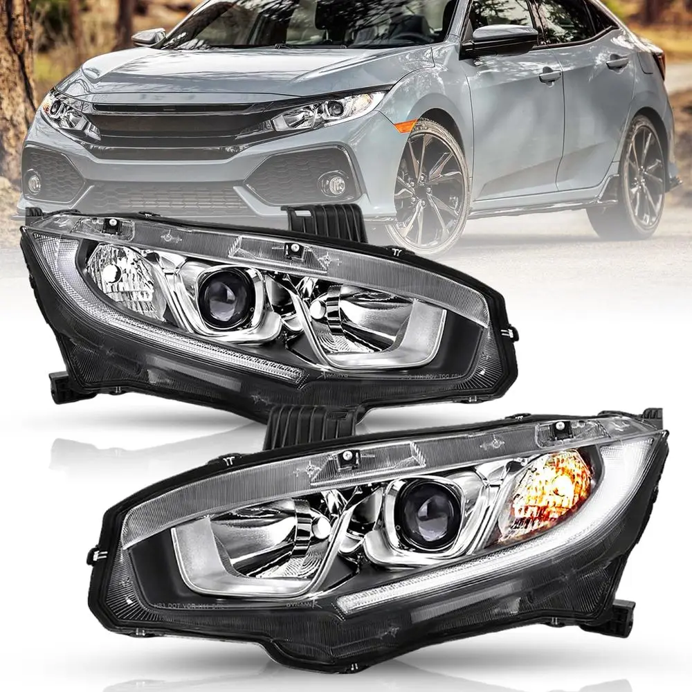 OE Style Headlight Assembly Replacement for 2016-2021 Honda Civic w/LED DRL Projector Headlamp Chrome Housing with Clear Reflect
OE Style Headlight Assembly Replacement for 2016-2021 Honda Civic w/LED DRL Projector Headlamp Chrome Housing with Clear Reflect