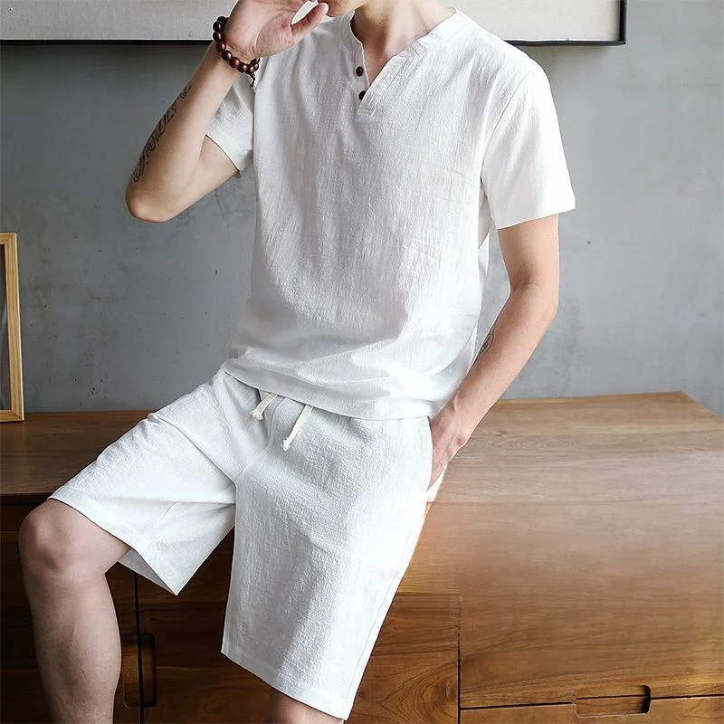 Summer Cotton Linen Casual ort Sve irt And Pants Men's Faion V-Ne f Sve Tang Costume Hanfu Sle Clothing Set
Summer Cotton Linen Casual ort Sve irt And Pants Men's Faion V-Ne f Sve Tang Costume Hanfu Sle Clothing Set