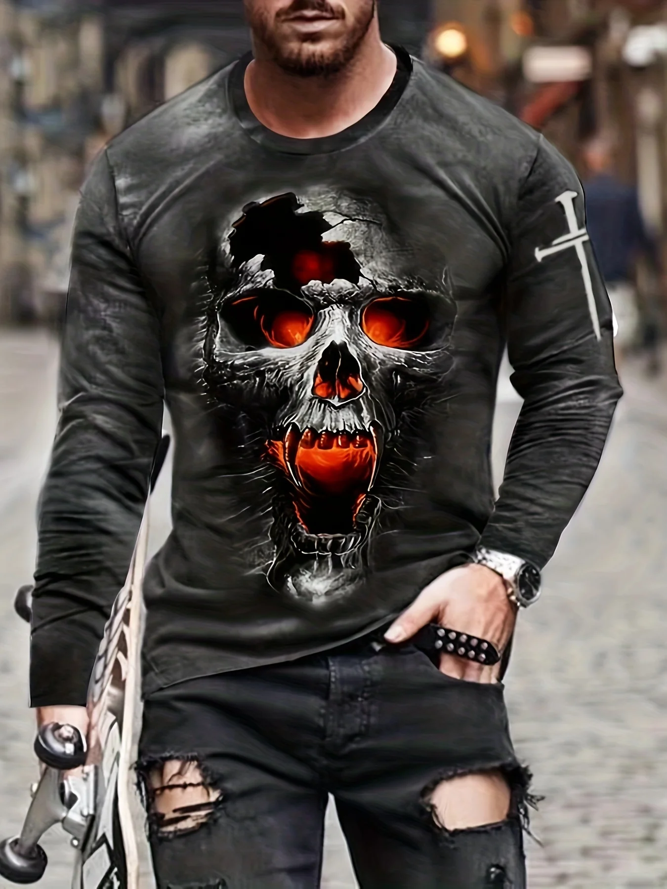 New Men's Spring Autumn Round Neck Long Sleeve T-shirt 3D Skull Pattern Design Casual Fashion Comfortable Daily Tops Clothing
New Men's Spring Autumn Round Neck Long Sleeve T-shirt 3D Skull Pattern Design Casual Fashion Comfortable Daily Tops Clothing