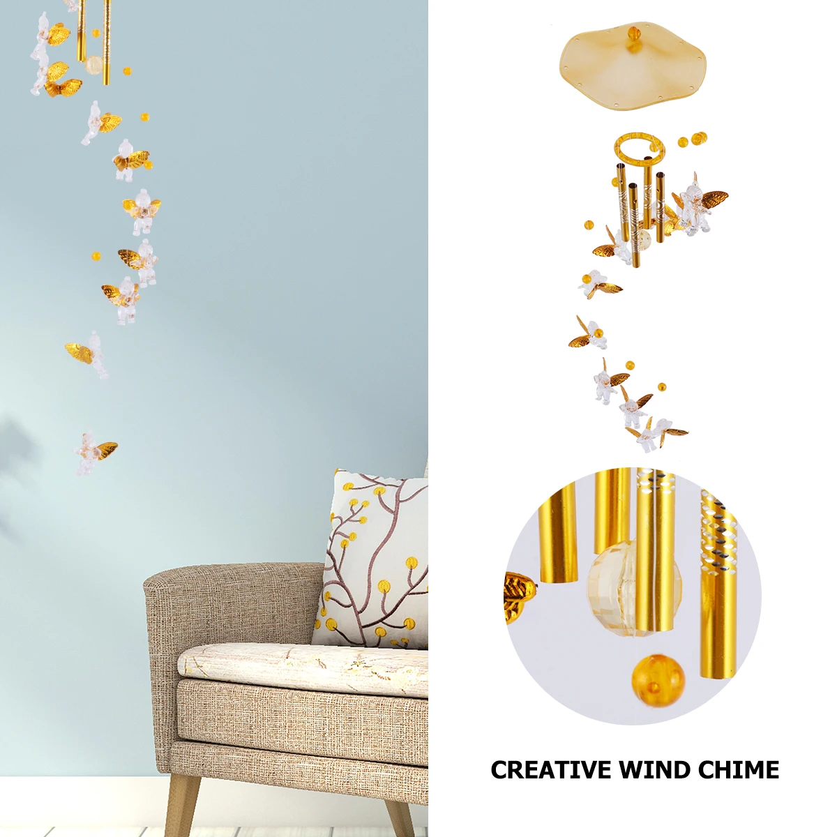 Wind Chime Hanging Decor Metal Aluminum Tube LED Angel Cupid Christmas Fair Bell Outdoor Home Yard Delicate Creative Wind Bell
Wind Chime Hanging Decor Metal Aluminum Tube LED Angel Cupid Christmas Fair Bell Outdoor Home Yard Delicate Creative Wind Bell