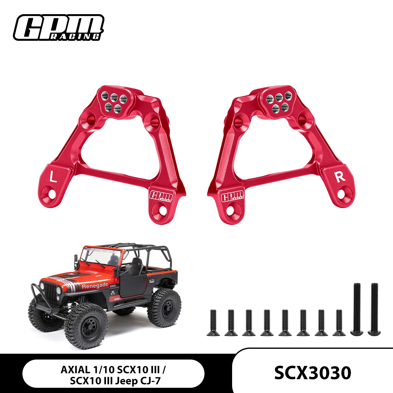 GPM Alloy 6061 Adjustable Rear Shock Towers For AXIAL SCX10 III Jeep Wrangler AXI03008V2
GPM Alloy 6061 Adjustable Rear Shock Towers For AXIAL SCX10 III Jeep Wrangler AXI03008V2