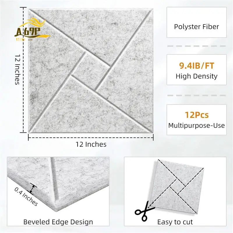 A69P-12 Pack Self Adhesive Acoustic Panels, 12 X 12 X 0.4Inch Sound Proof Acoustic Foam, For Home Studio Office (Silver Gray) Du
A69P-12 Pack Self Adhesive Acoustic Panels, 12 X 12 X 0.4Inch Sound Proof Acoustic Foam, For Home Studio Office (Silver Gray) Du