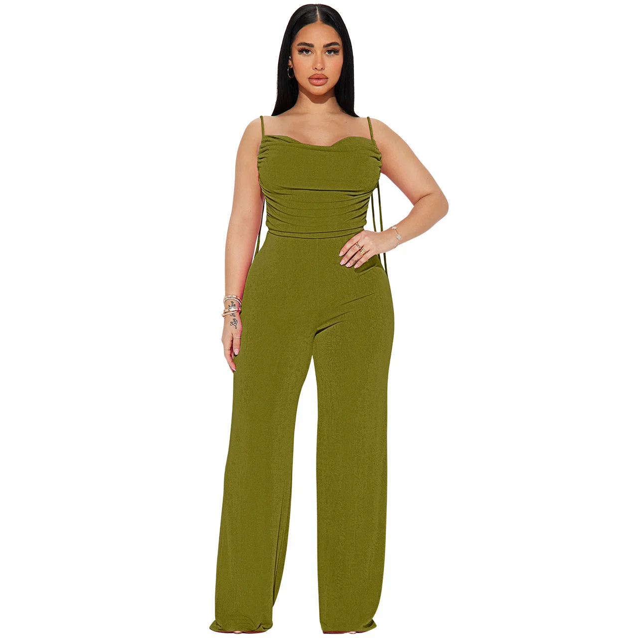 Solid Color Women Jumpsuits For Spring Summer Sleeveless Bandage Loose Fashion Streetwear Overalls Wide Leg Pants Trousers 2024
Solid Color Women Jumpsuits For Spring Summer Sleeveless Bandage Loose Fashion Streetwear Overalls Wide Leg Pants Trousers 2024