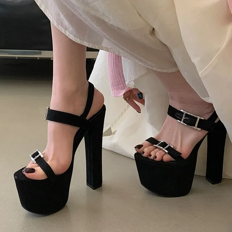 Women's Open Toe Rhinestone Buckle Single Strap Ankle Strap Platform Block Heel Sandals, Edgy Y2K Night Out Party Footwear, Drop
Women's Open Toe Rhinestone Buckle Single Strap Ankle Strap Platform Block Heel Sandals, Edgy Y2K Night Out Party Footwear, Drop