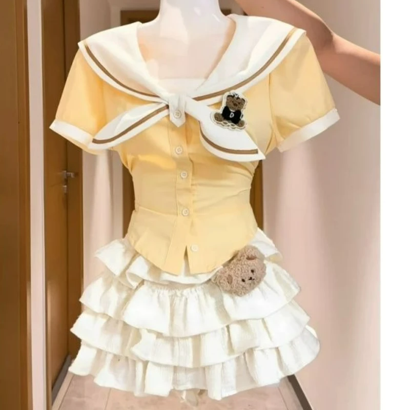 Японский комплект юбки Лолиты в консервативном стиле, женский комплект с милым бантом и матросским воротником, блузка, топы, кавайный торт, мини-юбки, костюм Y2k, комплекты из 2 предметов
Японский комплект юбки Лолиты в консервативном стиле, женский комплект с милым бантом и матросским воротником, блузка, топы, кавайный торт, мини-юбки, костюм Y2k, комплекты из 2 предметов