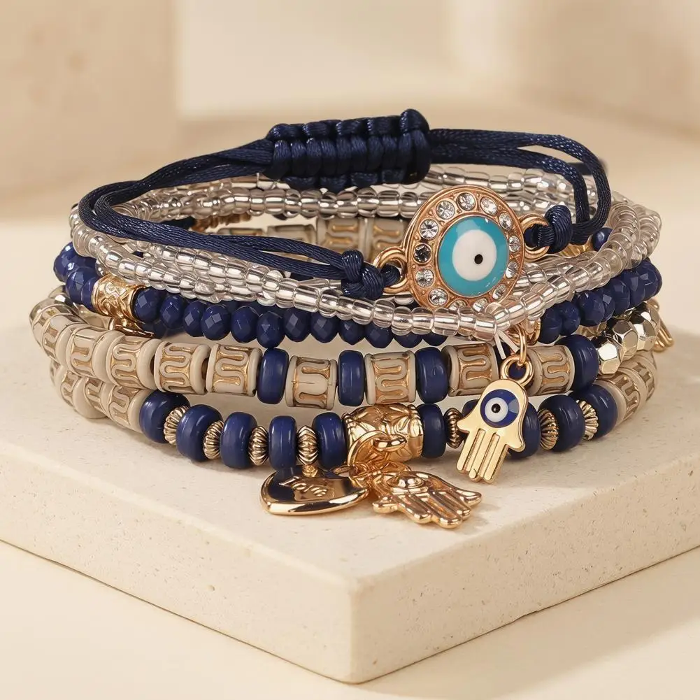 6Pcs/Set Women Bracelet Bohemia Style Elastic Rope Beads Bracelet with Palm Charm Adjustable Length Multi-layer Stackable Bracel
6Pcs/Set Women Bracelet Bohemia Style Elastic Rope Beads Bracelet with Palm Charm Adjustable Length Multi-layer Stackable Bracel