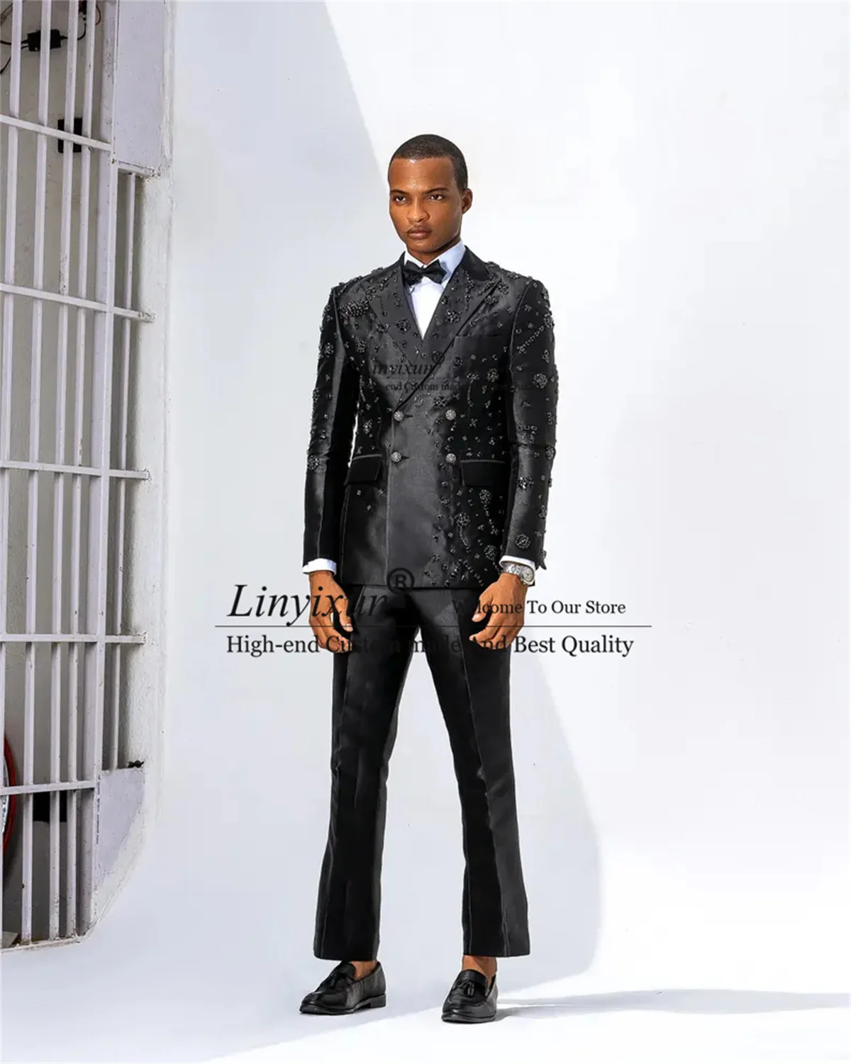 Double Breasted Wedding Groom Male Prom Blazer Sparkly Beaded Ornament Tuxedos Men Suit Customized 2 Pieces trajes para hombre
Double Breasted Wedding Groom Male Prom Blazer Sparkly Beaded Ornament Tuxedos Men Suit Customized 2 Pieces trajes para hombre