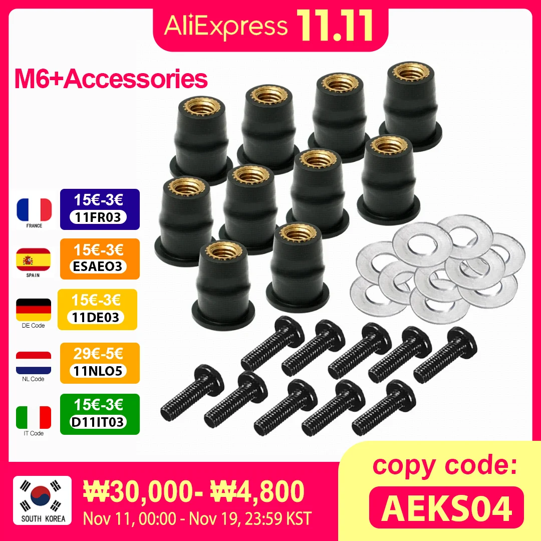 10/30 Pieces Well Nut M5 5mm M6 Metric Rubber Motorcycle Windshield Rubber Rivet Nut With Accessories For Honda For Suzuki
10/30 Pieces Well Nut M5 5mm M6 Metric Rubber Motorcycle Windshield Rubber Rivet Nut With Accessories For Honda For Suzuki
