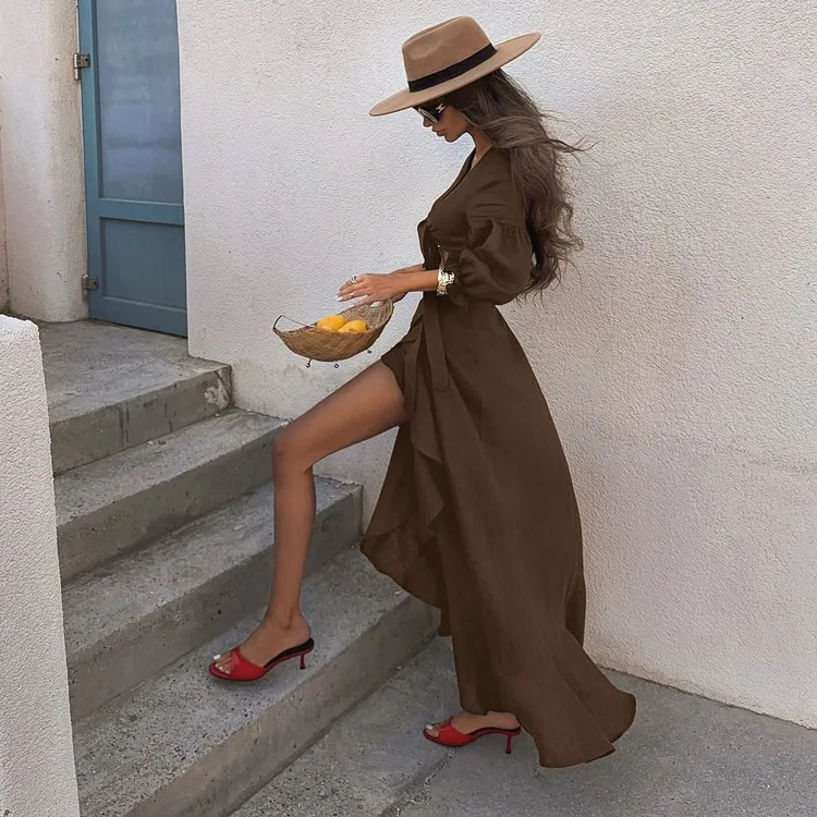 Fashion Loose Brown Cotton Two Piece Set Outfits Woman 2026 Elegant Long Sleeve Crop Top With High Waist Long Skirt Set
Fashion Loose Brown Cotton Two Piece Set Outfits Woman 2026 Elegant Long Sleeve Crop Top With High Waist Long Skirt Set