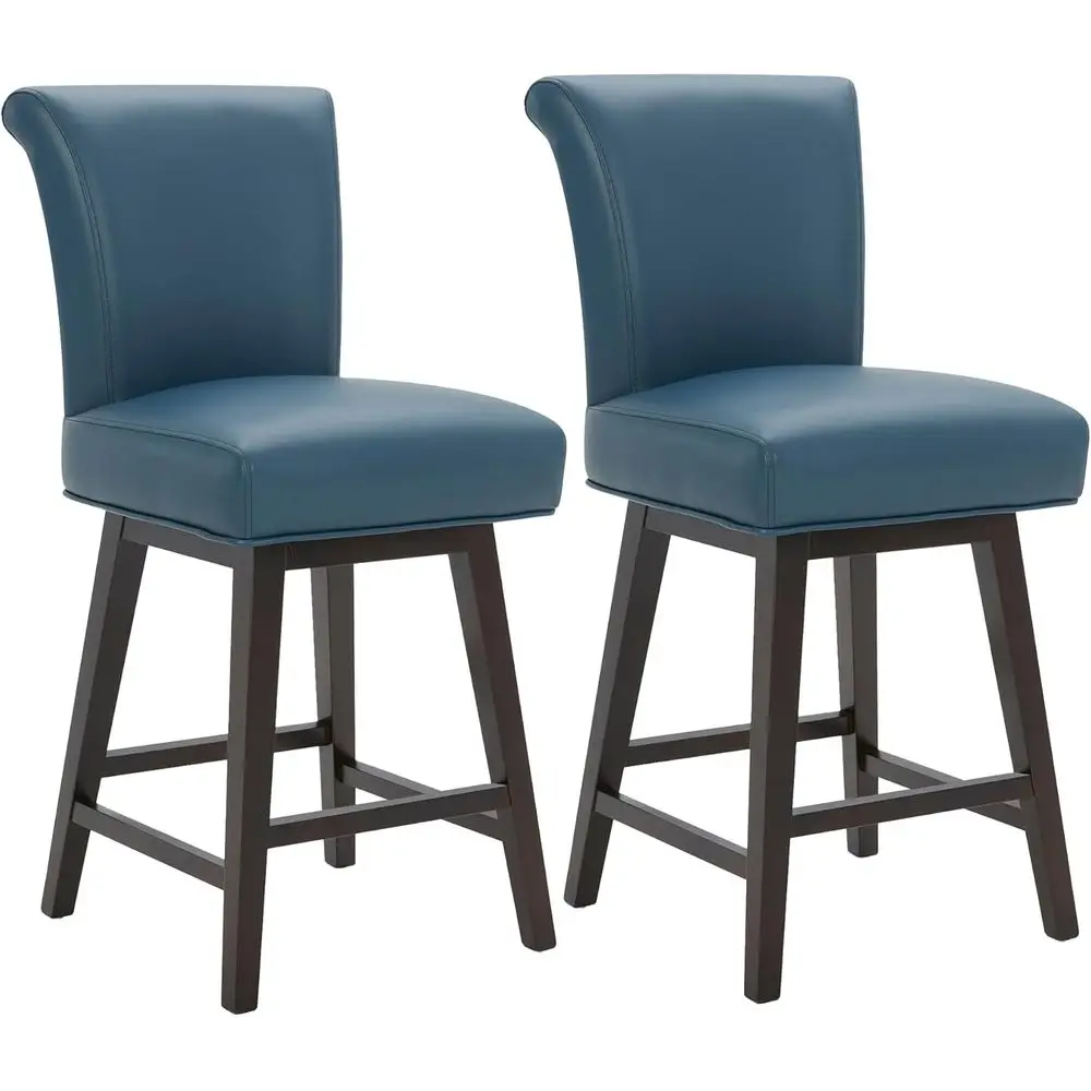Counter Height Swivel Bar Stools Set of 2, Upholstered Leatherette Chairs with Back, Blue
Counter Height Swivel Bar Stools Set of 2, Upholstered Leatherette Chairs with Back, Blue