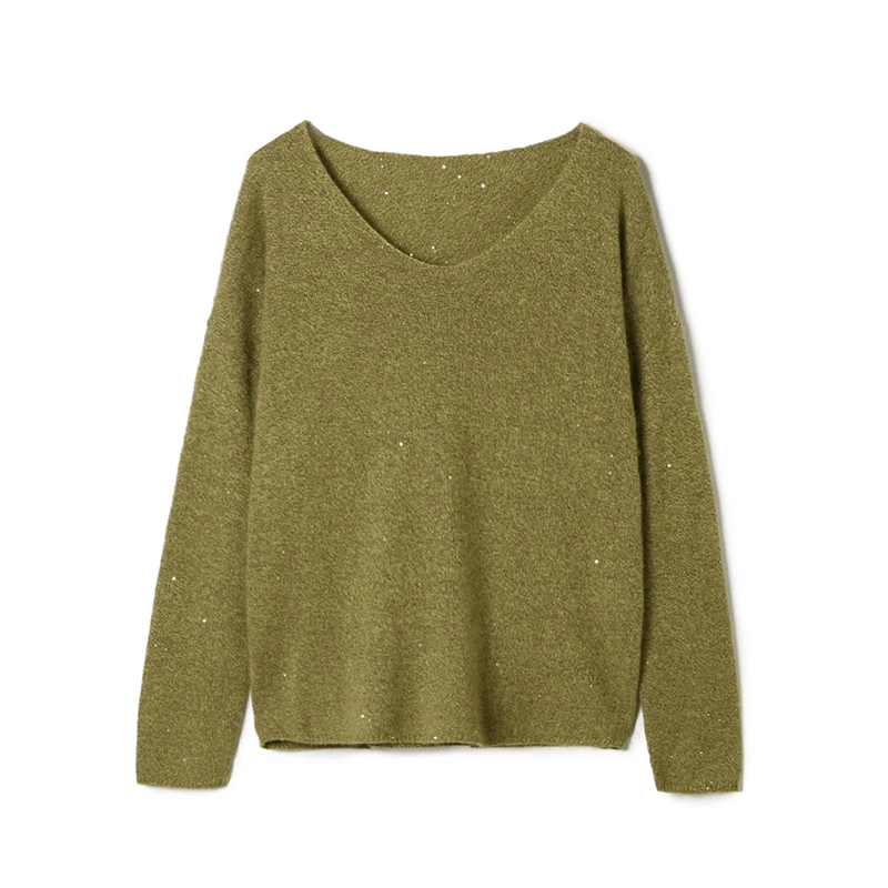 Модный женский свитер с блестящими пайетками и длинными рукавами, V-образный вырез, вязаная кофта, верхняя одежда, Зима 2025
Модный женский свитер с блестящими пайетками и длинными рукавами, V-образный вырез, вязаная кофта, верхняя одежда, Зима 2025