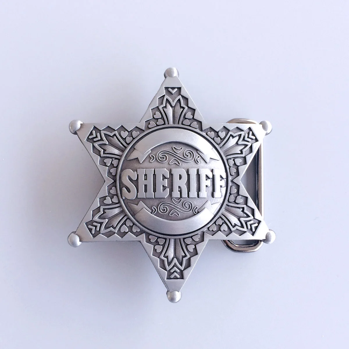 Antique Silver Vintage Style and Vintage Silver Plated Color Western Sheriff Star Belt Buckle BUCKLE-GU044
Antique Silver Vintage Style and Vintage Silver Plated Color Western Sheriff Star Belt Buckle BUCKLE-GU044