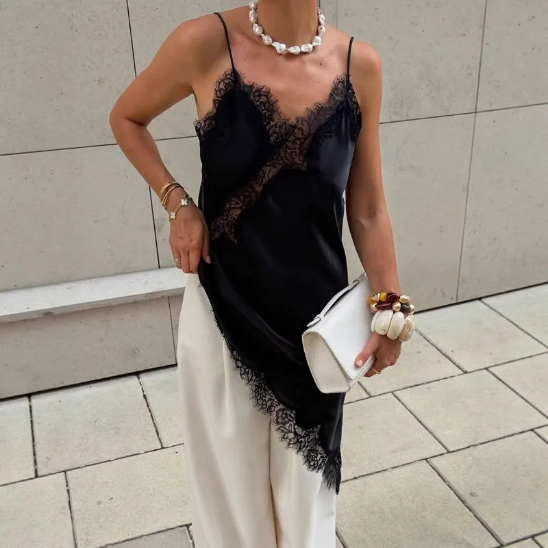 Dress Women's Sexy Asymmetrical Elegant Lace Slit Spaghetti Straps Fishtail Hem New Minimalist Trendy Niche Designer Luxury
Dress Women's Sexy Asymmetrical Elegant Lace Slit Spaghetti Straps Fishtail Hem New Minimalist Trendy Niche Designer Luxury