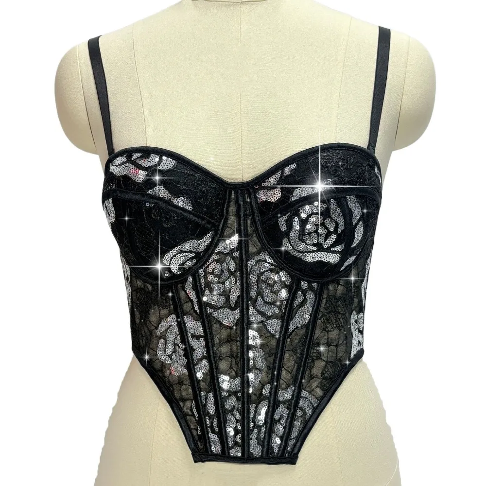 Elegant Hollow Lace Sequin Camisole Transparent Slim fit Crop Tops Sleeveless Streetwear Suspender Vest Travel
Elegant Hollow Lace Sequin Camisole Transparent Slim fit Crop Tops Sleeveless Streetwear Suspender Vest Travel