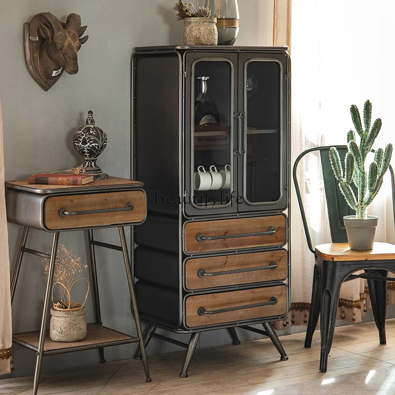 Retro wrought iron wine cabinet for old meals, industrial wind storage, homestay decoration display cabinet
Retro wrought iron wine cabinet for old meals, industrial wind storage, homestay decoration display cabinet