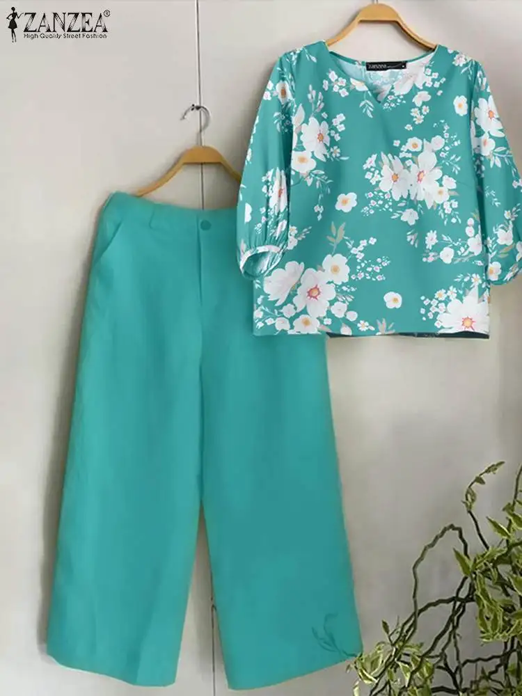 Women Suit Vintage Floral Printed Matching Sets ZANZEA Summer 3/4 Sleeve V-Neck Blouse Pant Sets 2pcs Outfits Bohemain Tracksuit
Women Suit Vintage Floral Printed Matching Sets ZANZEA Summer 3/4 Sleeve V-Neck Blouse Pant Sets 2pcs Outfits Bohemain Tracksuit