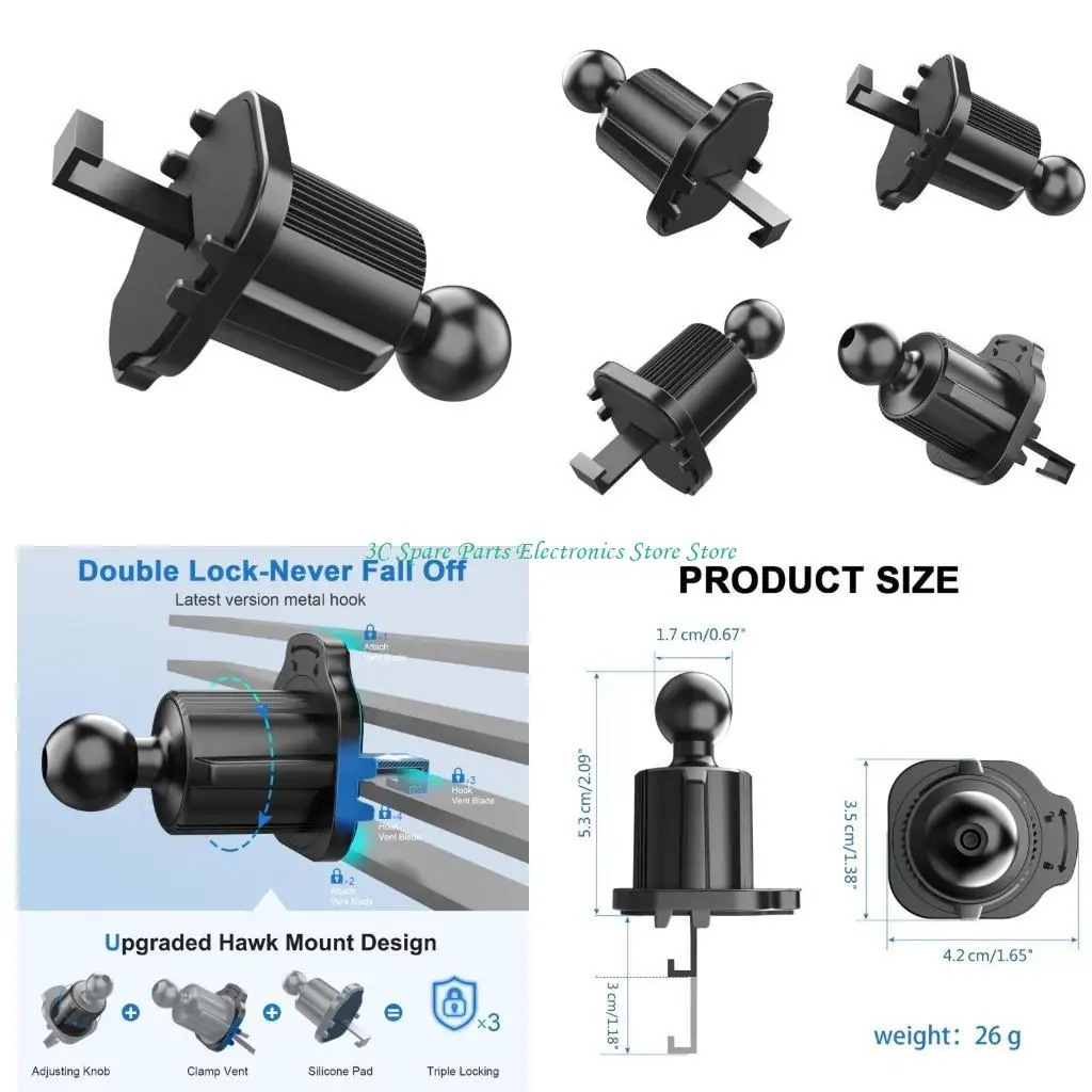 SZ Universal Air Vent Clip for Car Phone Mount Holder Vent Grip Joint Ball Dia 17mm
SZ Universal Air Vent Clip for Car Phone Mount Holder Vent Grip Joint Ball Dia 17mm