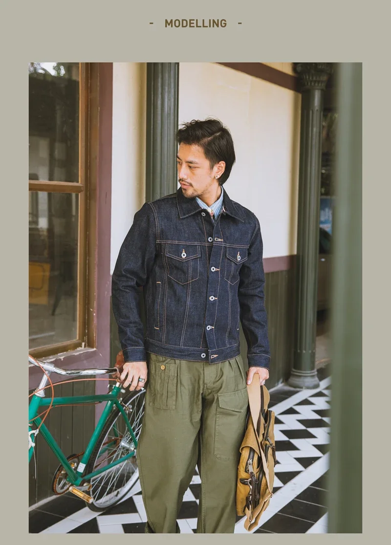 Red Tornado 16oz Selvedge Denim Trucker Jacket Men's Daily Jean Coat LS01-001 23 S3048a0bfdc9147b8872e50fc5ea50830A