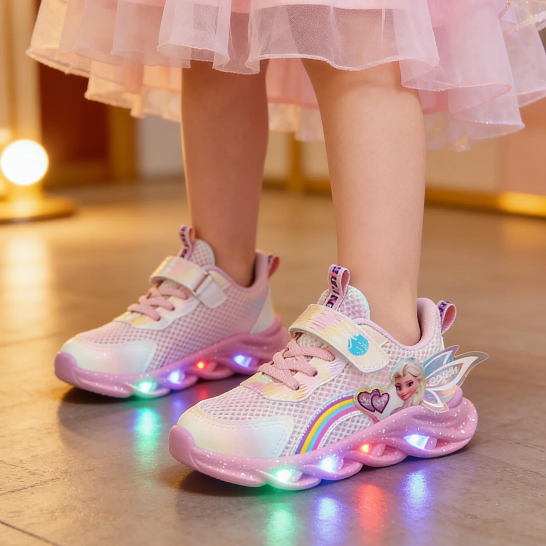 Disney Girls' Shoes LED Lights Mesh Frozen Breathable Children's Sports Shoes Elsa Princess Pink Purple PU Leather Shoes Size 22
Disney Girls' Shoes LED Lights Mesh Frozen Breathable Children's Sports Shoes Elsa Princess Pink Purple PU Leather Shoes Size 22