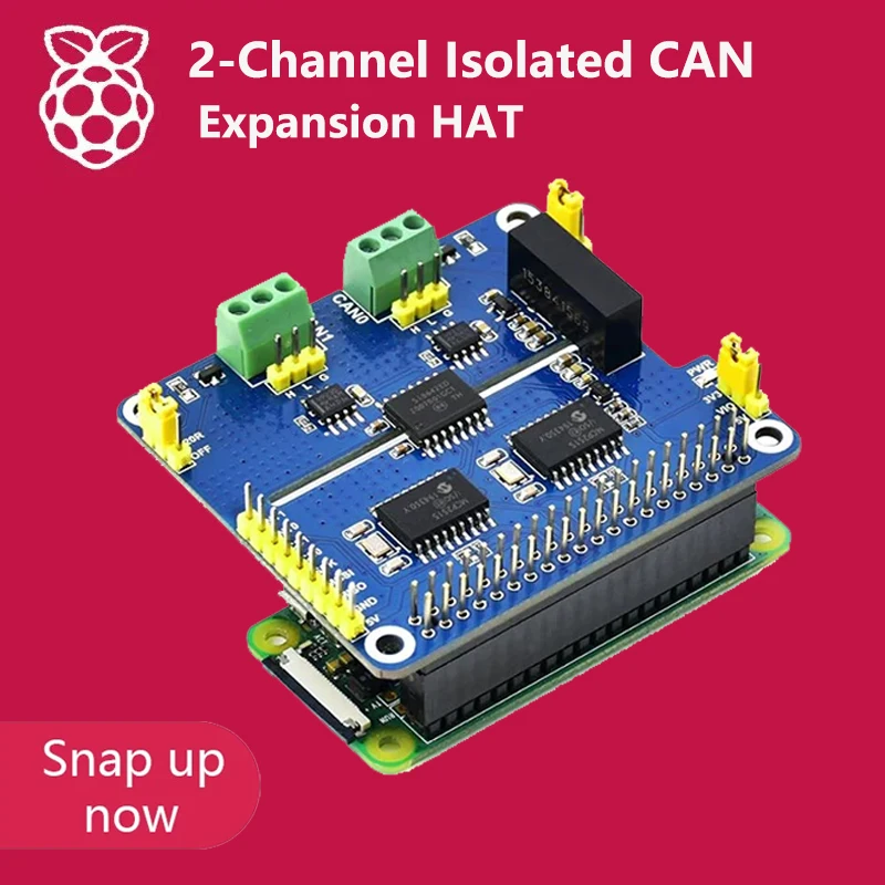2-канальная изолированная шляпа расширения CAN Waveshare для Raspberry Pi, решение с двумя чипами
2-канальная изолированная шляпа расширения CAN Waveshare для Raspberry Pi, решение с двумя чипами