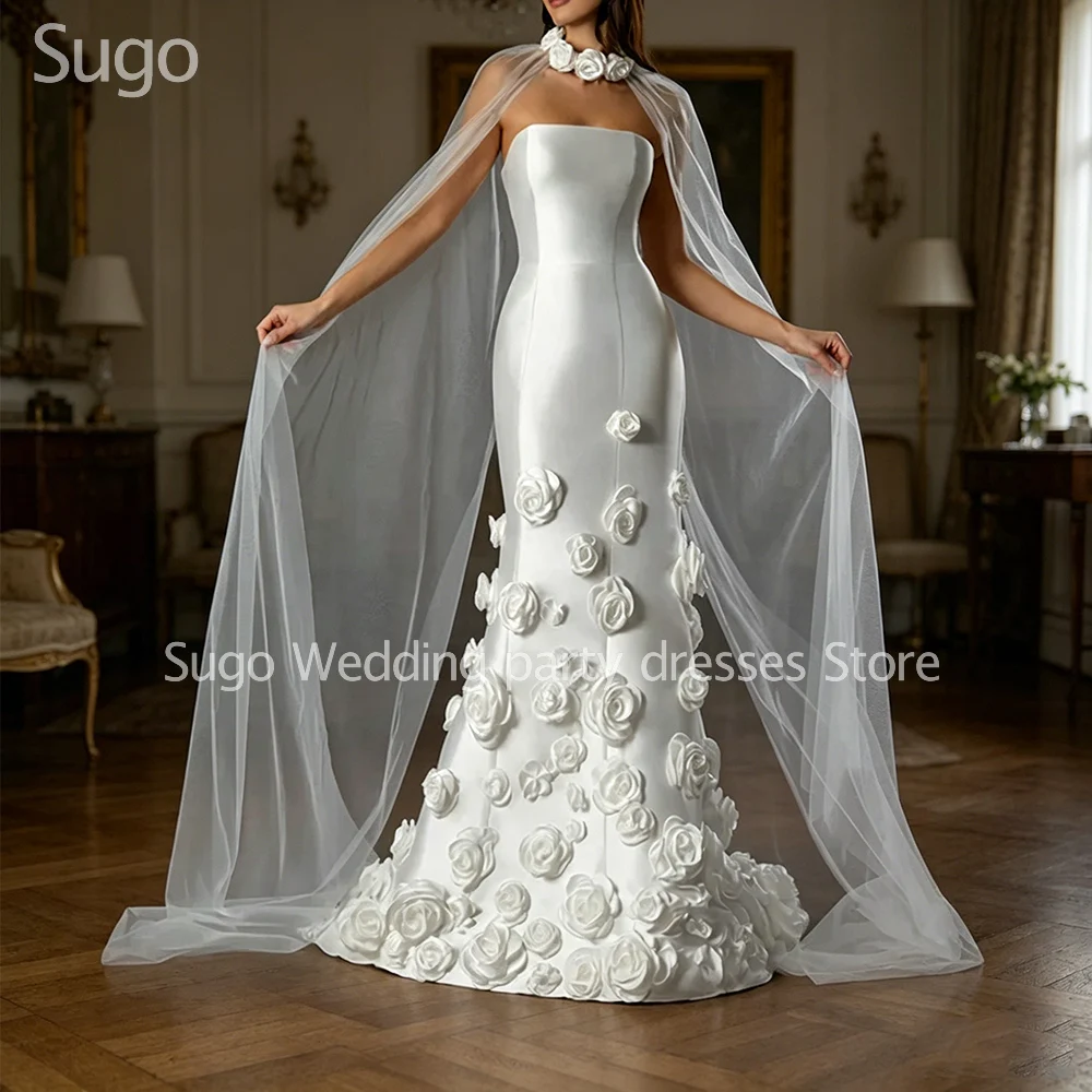 Customized 3D FLowers Elegant Long Wedding Dresses Satin Floor-Length Mermaid Brides Dress Women Vestidos De Novias Gowns 2026
Customized 3D FLowers Elegant Long Wedding Dresses Satin Floor-Length Mermaid Brides Dress Women Vestidos De Novias Gowns 2026
