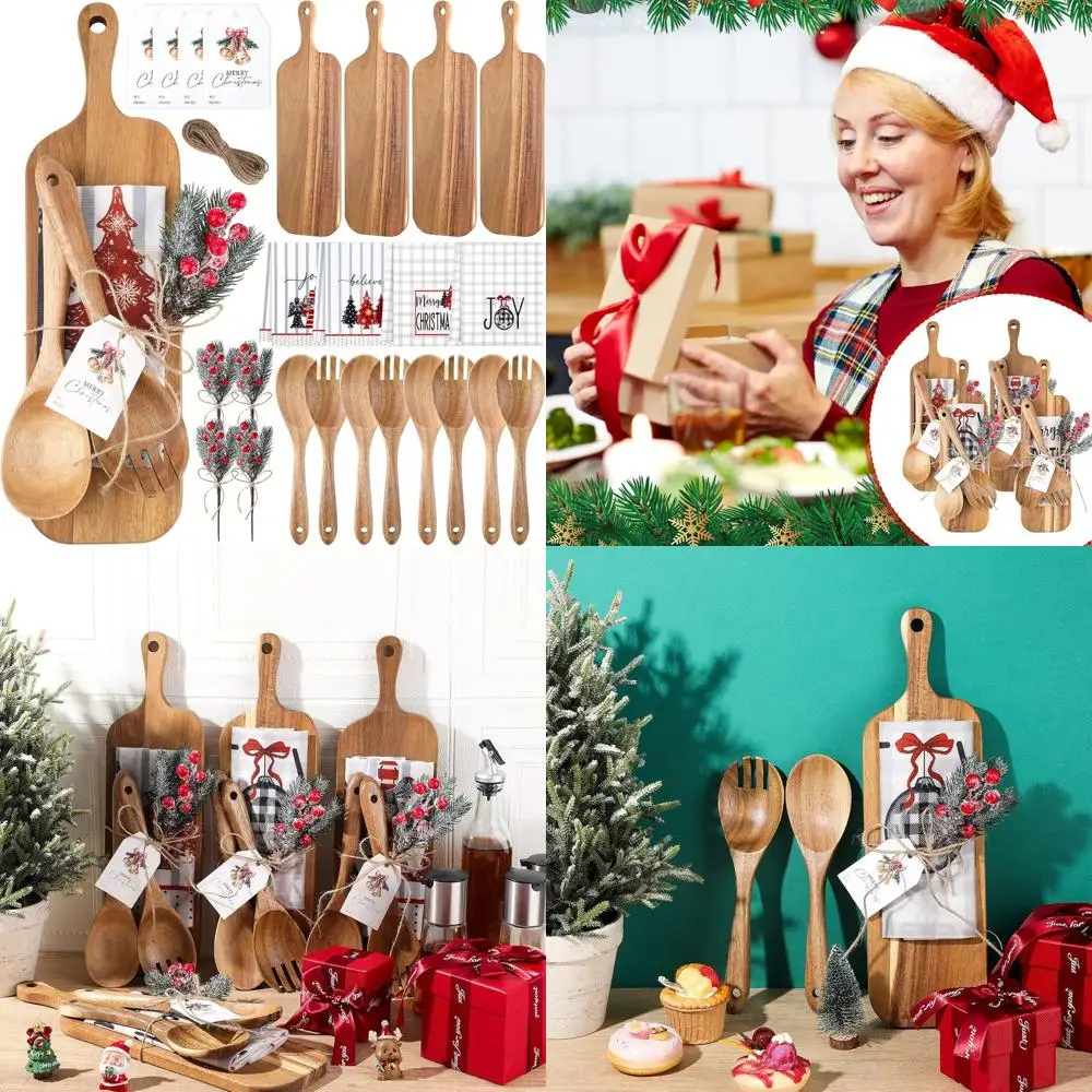 Набор из 25 рождественских кухонных принадлежностей: разделочная доска, полотенца, посуда, поздравительная открытка, декор.
Набор из 25 рождественских кухонных принадлежностей: разделочная доска, полотенца, посуда, поздравительная открытка, декор.