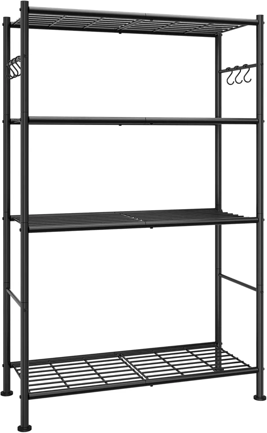 4-Tier Metal Storage Shelf with Hooks, Adjustable Feet, Easy Assembly for Garage Kitchen Bedroom
4-Tier Metal Storage Shelf with Hooks, Adjustable Feet, Easy Assembly for Garage Kitchen Bedroom