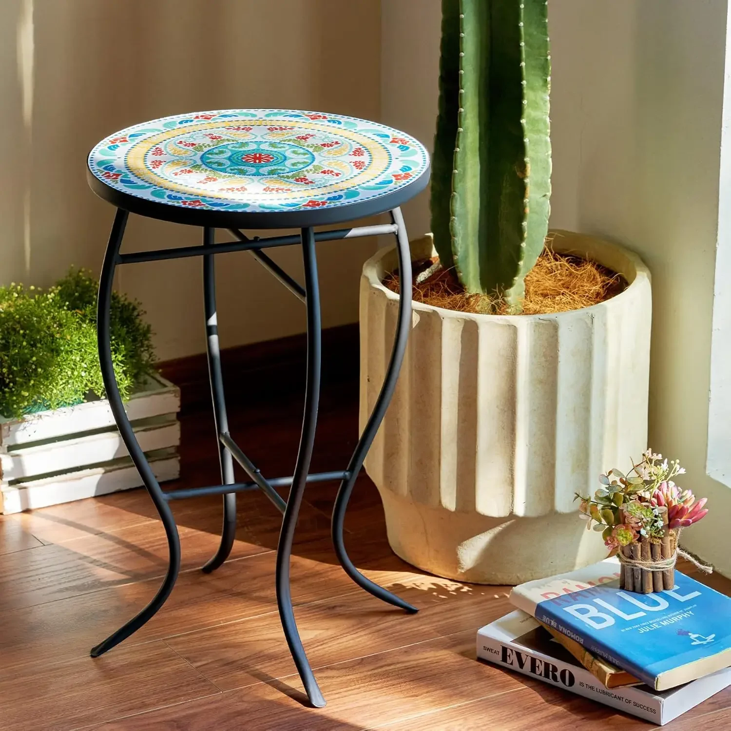 21" Mosaic Plant Stand, 14 Inch Round Side Table with Ceramic Tile Top, Indoor and Outdoor Accent Table, Outdoor Patio Furniture
21" Mosaic Plant Stand, 14 Inch Round Side Table with Ceramic Tile Top, Indoor and Outdoor Accent Table, Outdoor Patio Furniture
