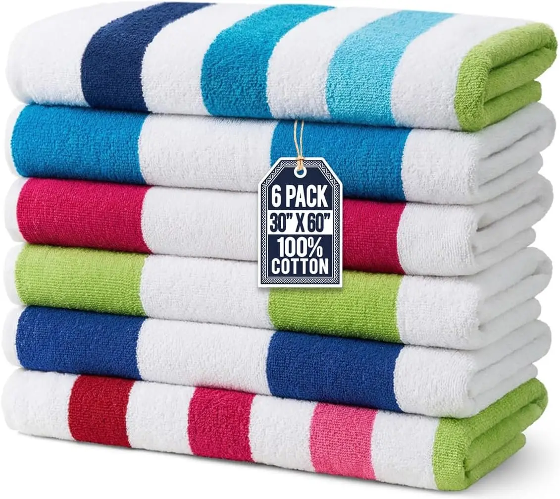 Striped Towels Oversized Towel for Beach & Pool Soft Cotton Towels with Absorbent Design Adults & Kids 6 Pack
Striped Towels Oversized Towel for Beach & Pool Soft Cotton Towels with Absorbent Design Adults & Kids 6 Pack