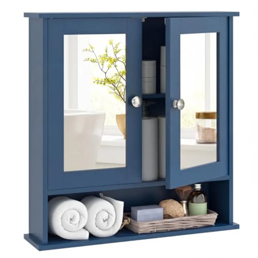 Bathroom Medicine Cabinet with Mirror Wall Mounted Wooden Hanging Organizer with Doors and Shelves Bathroom Wall Mirror Cabinet
Bathroom Medicine Cabinet with Mirror Wall Mounted Wooden Hanging Organizer with Doors and Shelves Bathroom Wall Mirror Cabinet