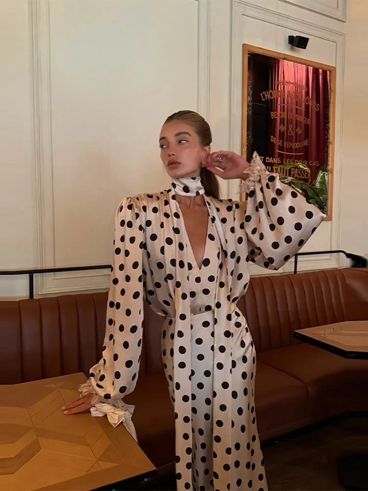 Elegant Women Polka Dot Dress Chic Lace Up Long Sleeve V-neck Female Top And Long Skirt Slim Fitting Spring Lady Party Set 2026
Elegant Women Polka Dot Dress Chic Lace Up Long Sleeve V-neck Female Top And Long Skirt Slim Fitting Spring Lady Party Set 2026