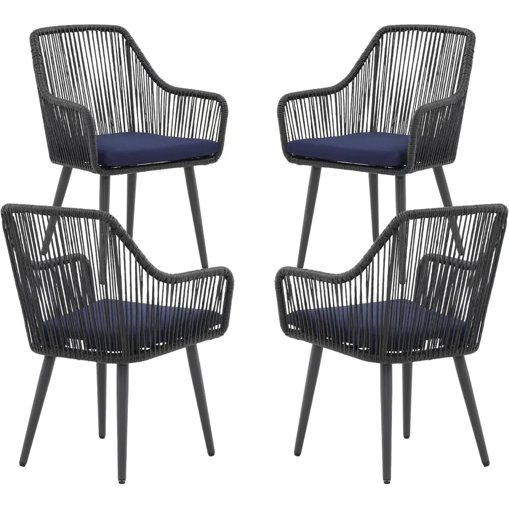 Outdoor Patio Dining Chairs Set of 4, Woven Rattan Chairs with Armrests & Cushions Kitchen Wicker Dining Chairs with Iron Frame
Outdoor Patio Dining Chairs Set of 4, Woven Rattan Chairs with Armrests & Cushions Kitchen Wicker Dining Chairs with Iron Frame