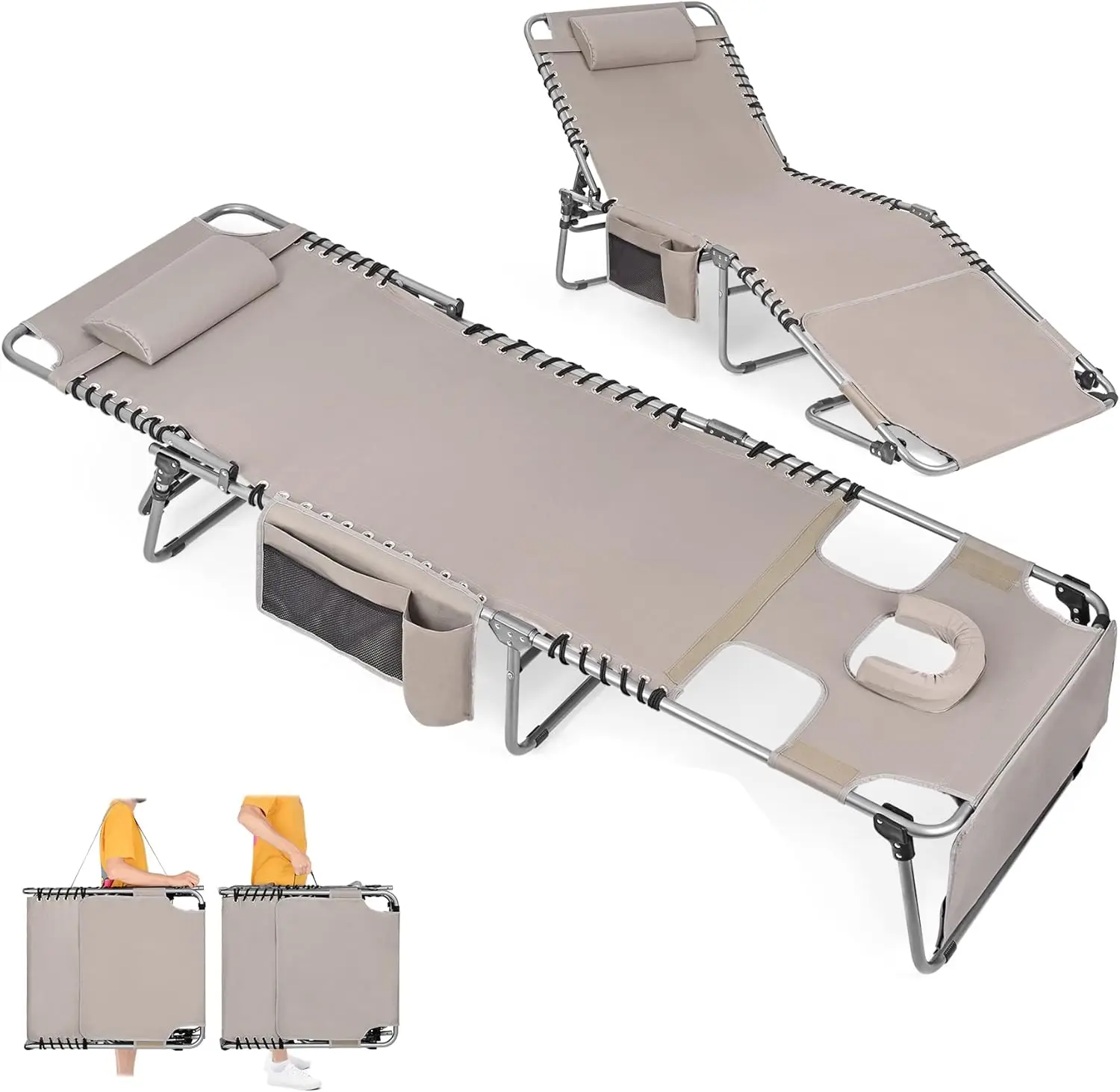 Heavy Duty Tanning Chair with Face Hole Adjustable 5-Position Folding Chaise Lounge Chairs
Heavy Duty Tanning Chair with Face Hole Adjustable 5-Position Folding Chaise Lounge Chairs