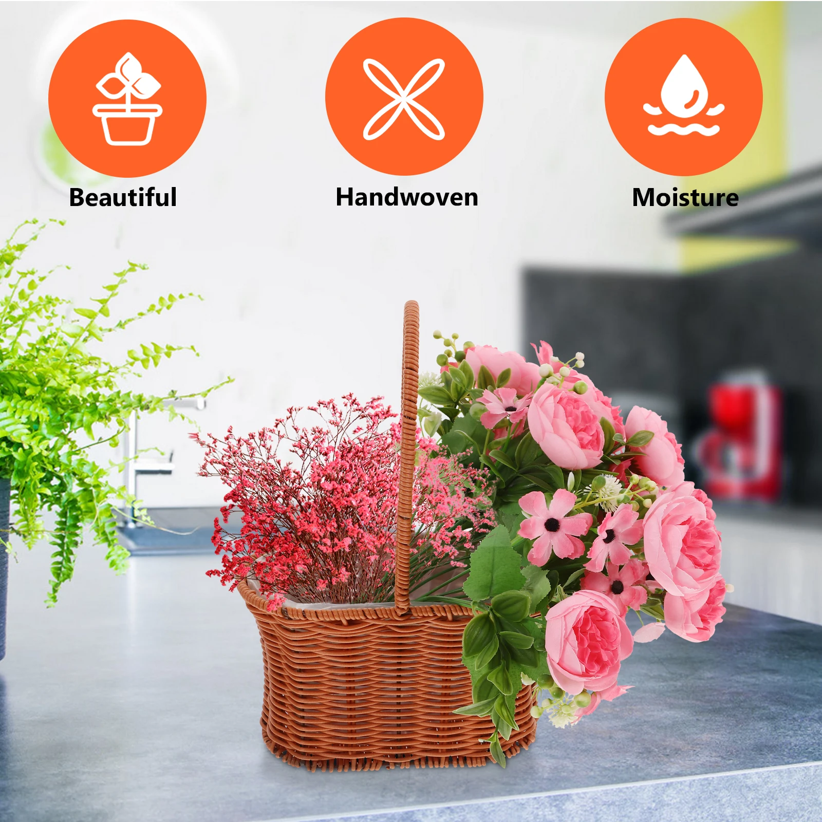 Waterproof PE Handwoven Rattan Style Portable Storage for Flowers Garden Picnic Decoration Outdoor Use Woven Flower Gathering
Waterproof PE Handwoven Rattan Style Portable Storage for Flowers Garden Picnic Decoration Outdoor Use Woven Flower Gathering