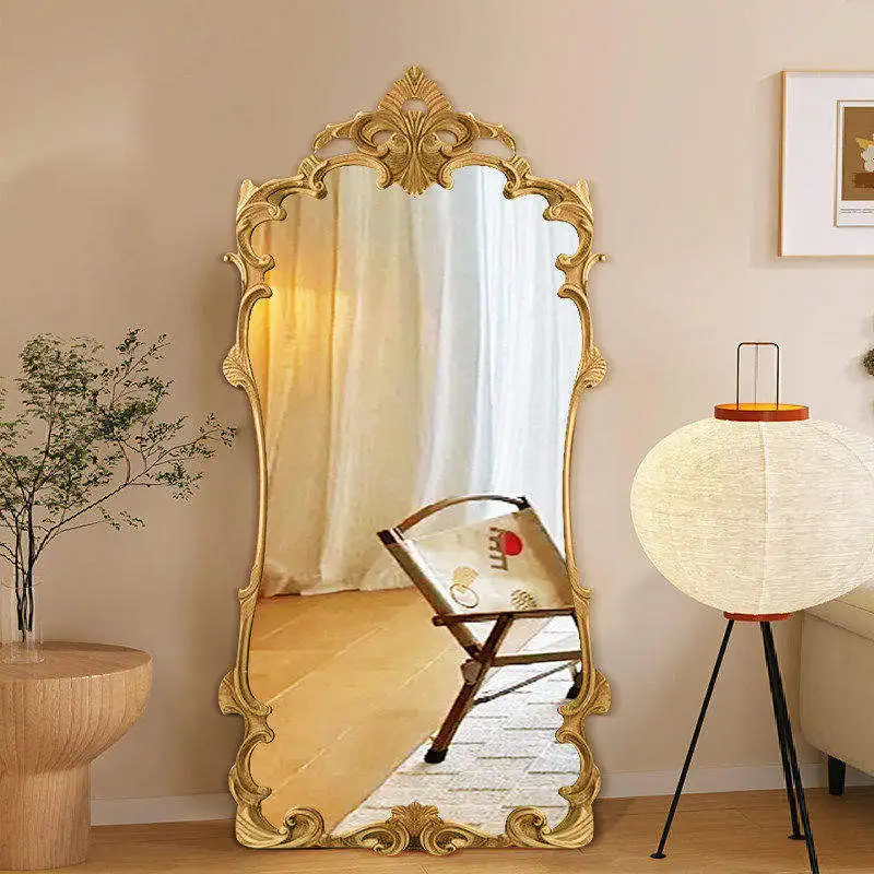 European retro carved dressing mirror - home use wall-mounted or floor-standing
European retro carved dressing mirror - home use wall-mounted or floor-standing