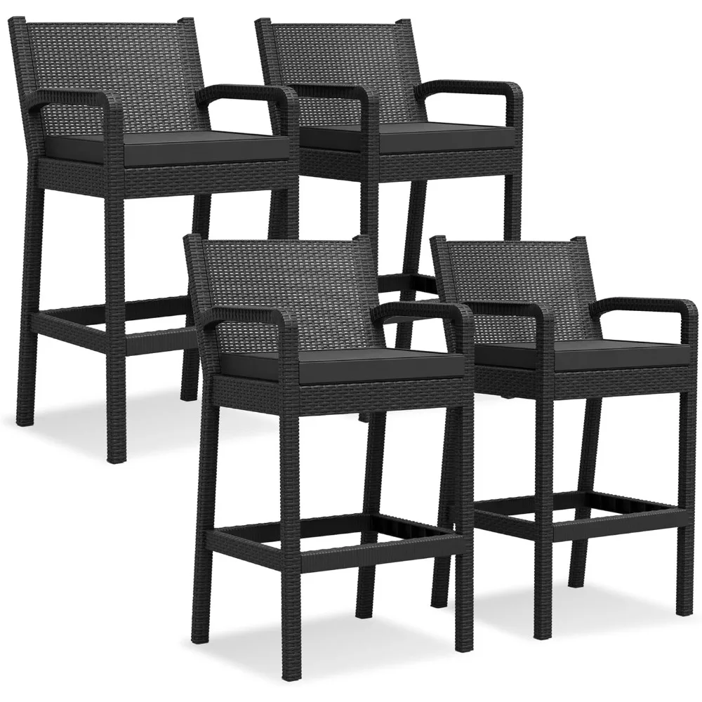 Outdoor Bar Stools Set of 4, 30" Patio Barstools Furniture Chairs with Cushions, Wicker Bar Chair for Backyard, Garden, Pool, Ba
Outdoor Bar Stools Set of 4, 30" Patio Barstools Furniture Chairs with Cushions, Wicker Bar Chair for Backyard, Garden, Pool, Ba