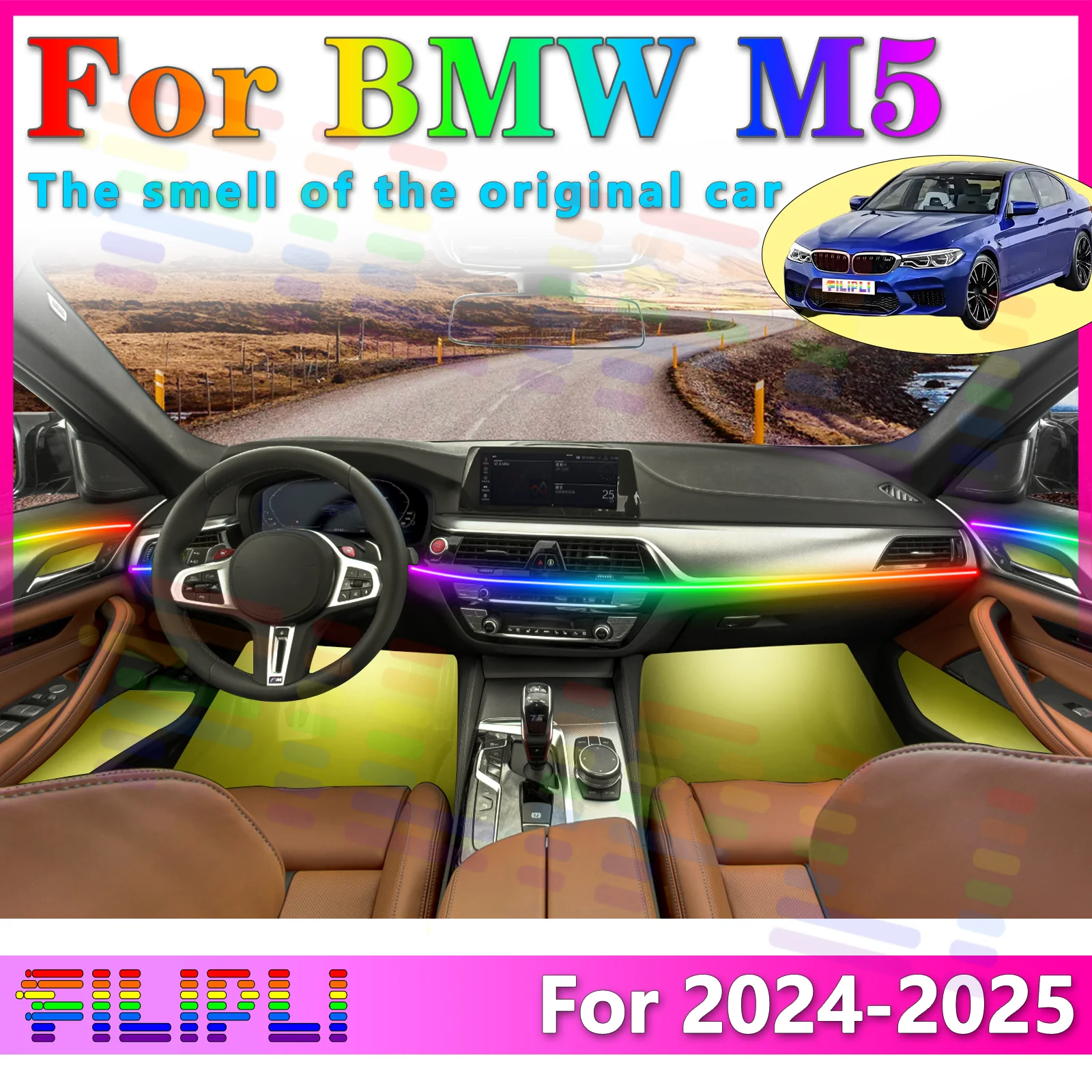 FILIPLI для BMW M5 F90 RGB Symphony, светодиодная атмосферная световая лента с управлением через приложение, 64 цвета, несколько режимов для улучшения качества вождения
FILIPLI для BMW M5 F90 RGB Symphony, светодиодная атмосферная световая лента с управлением через приложение, 64 цвета, несколько режимов для улучшения качества вождения
