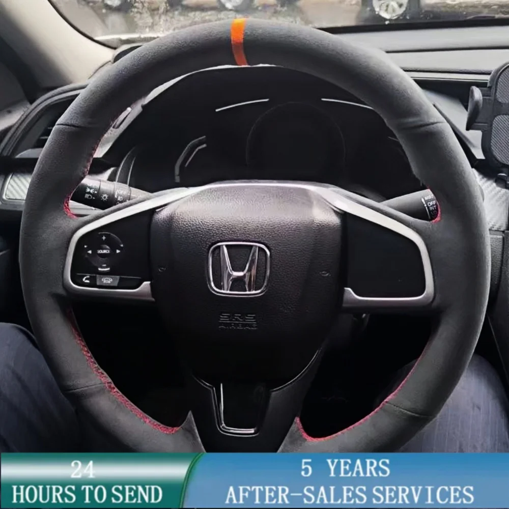 Customized Car Steering Wheel Cover Hand Sewing Suede Leather For Honda Civic 10 2016-2021 CR-V CRV 2017-2021 Clarity 2018-2021
Customized Car Steering Wheel Cover Hand Sewing Suede Leather For Honda Civic 10 2016-2021 CR-V CRV 2017-2021 Clarity 2018-2021