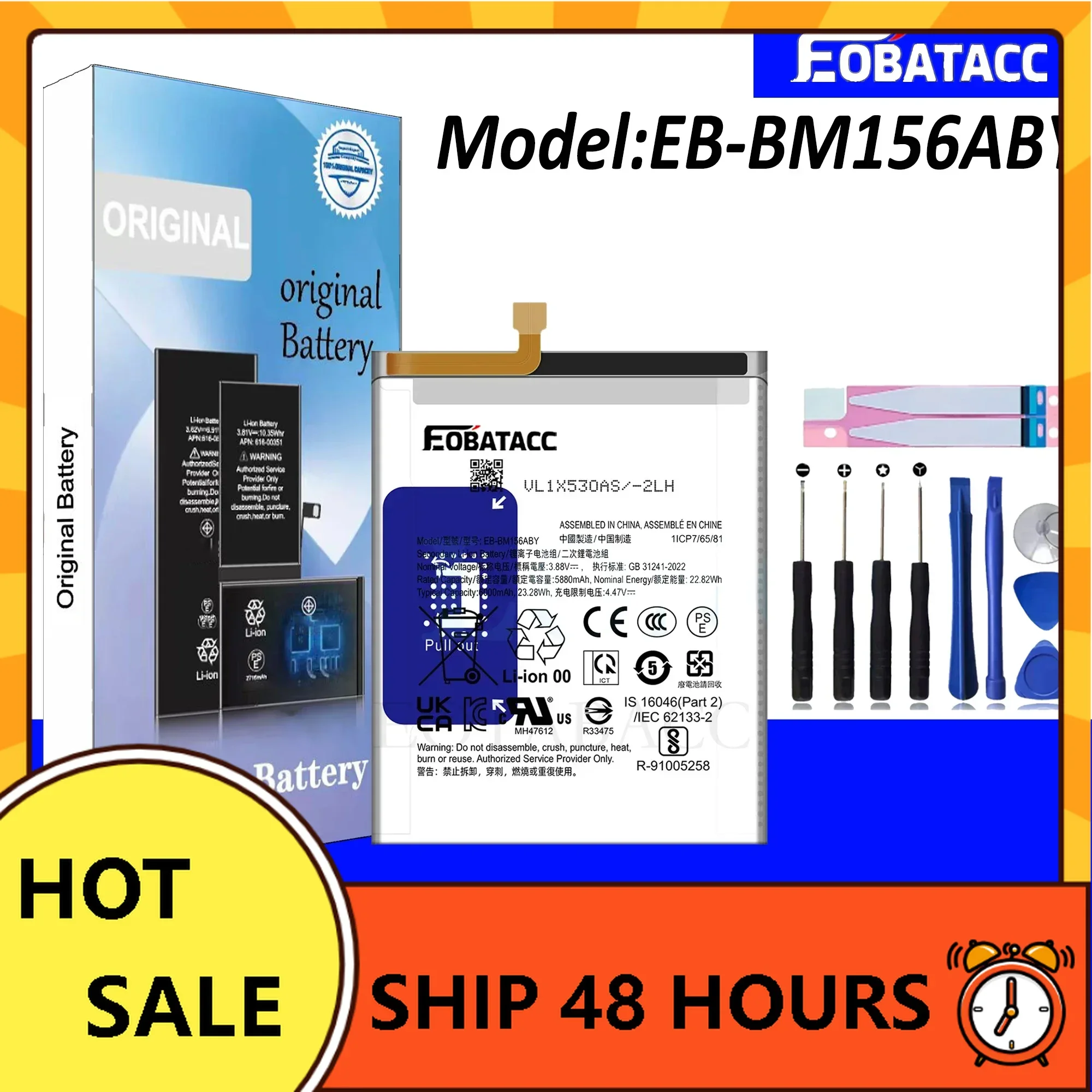 EOTABACC 100% New Original Battery EB-BM156ABY For Samsung F15 5G/M15/M35 5G Battery +Tools
EOTABACC 100% New Original Battery EB-BM156ABY For Samsung F15 5G/M15/M35 5G Battery +Tools