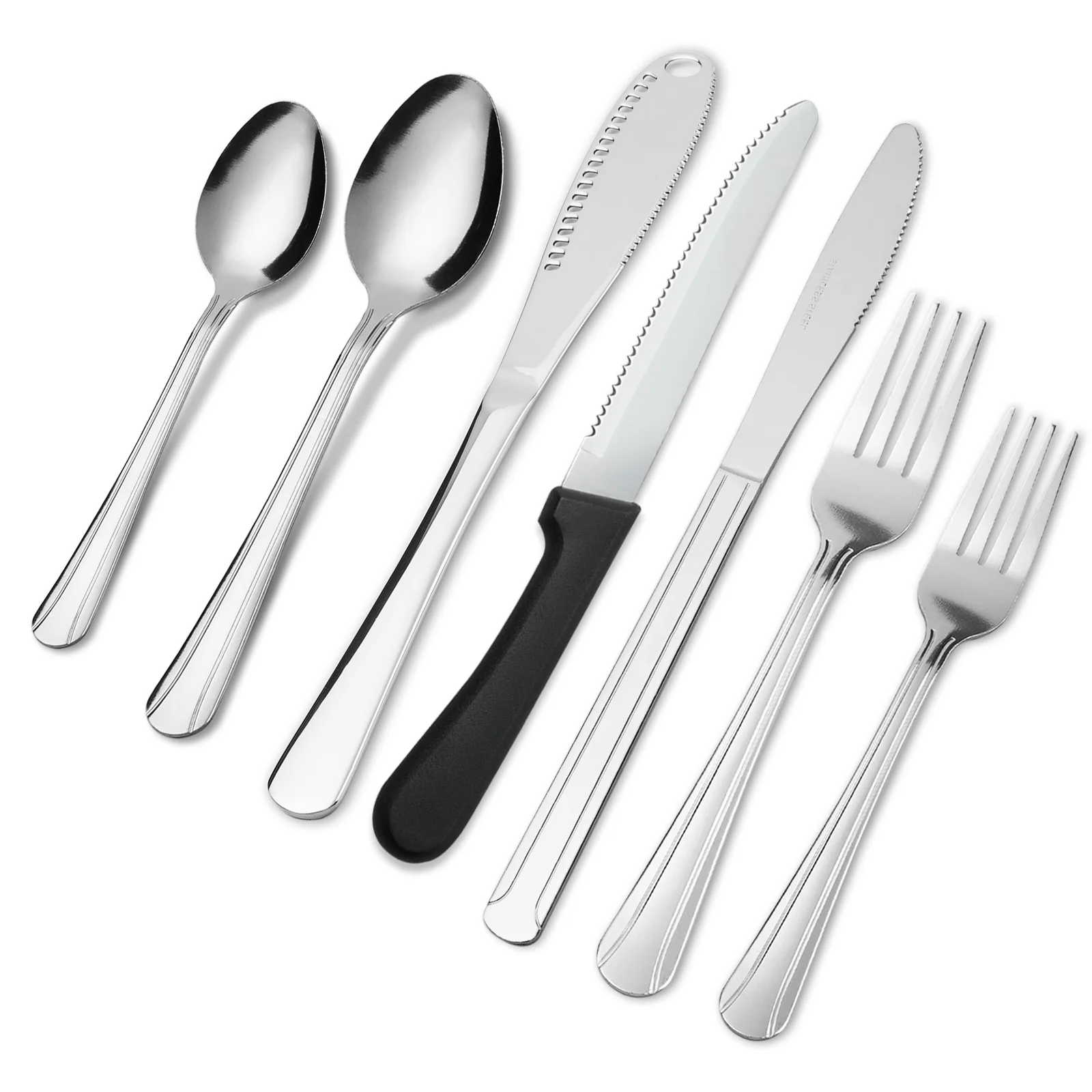 KOOMADE 25/50Pcs Stainless Steel Flatware Dishwasher Contains steak and butter knife Rust Resistant Elegant Design Comfortable
KOOMADE 25/50Pcs Stainless Steel Flatware Dishwasher Contains steak and butter knife Rust Resistant Elegant Design Comfortable