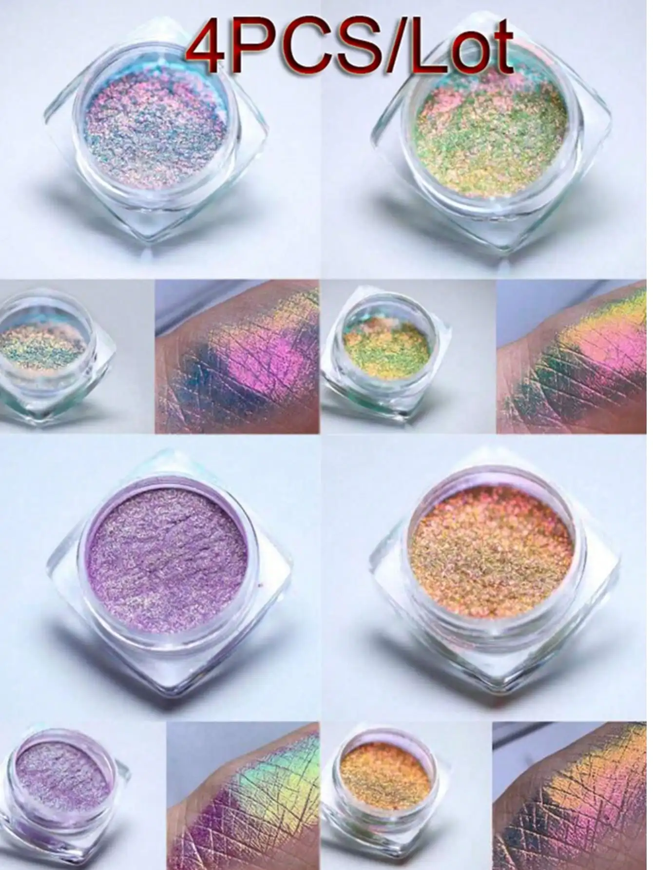 4pcs Set Y2K Iridescent Nail Art Powder, Low Allergy Chameleon Glitter, Aurora Holographic Neon Sequins. Multi-Purpose Decorative Glitter for Nails.
4pcs Set Y2K Iridescent Nail Art Powder, Low Allergy Chameleon Glitter, Aurora Holographic Neon Sequins. Multi-Purpose Decorative Glitter for Nails.