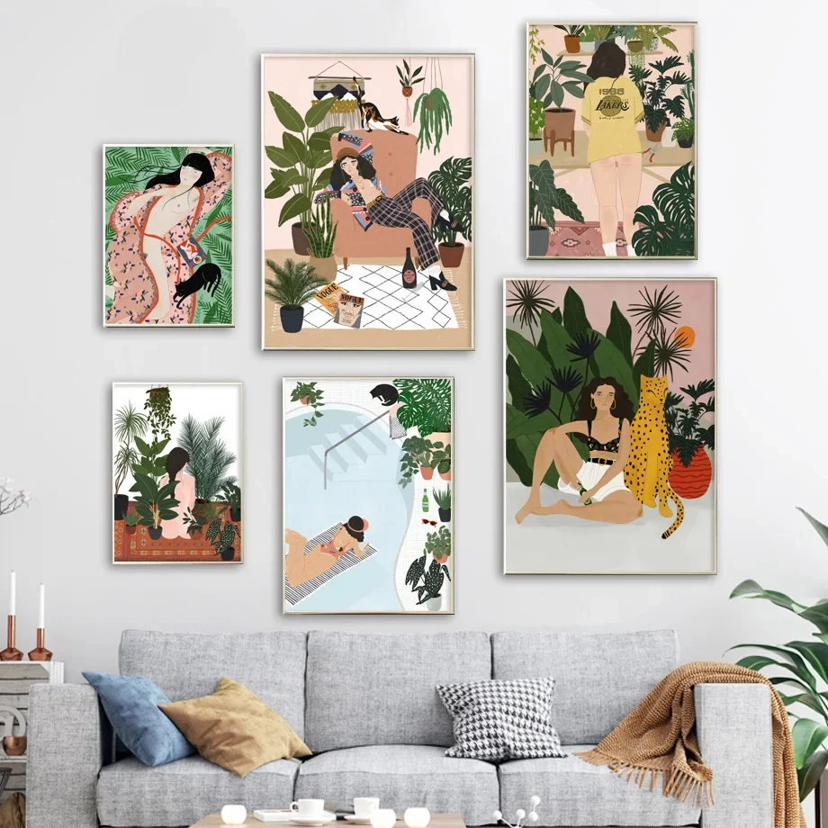 Abstract Sexy Woman leopard Monstera Plant Wall Art Canvas Painting Boho Posters And Prints Wall Pictures For Living Room Decor
Abstract Sexy Woman leopard Monstera Plant Wall Art Canvas Painting Boho Posters And Prints Wall Pictures For Living Room Decor